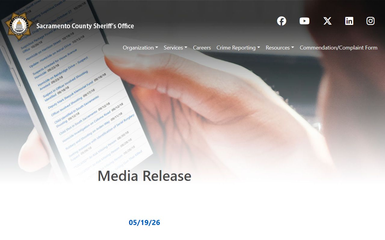 Sacramento County released inmates Sheriff media release