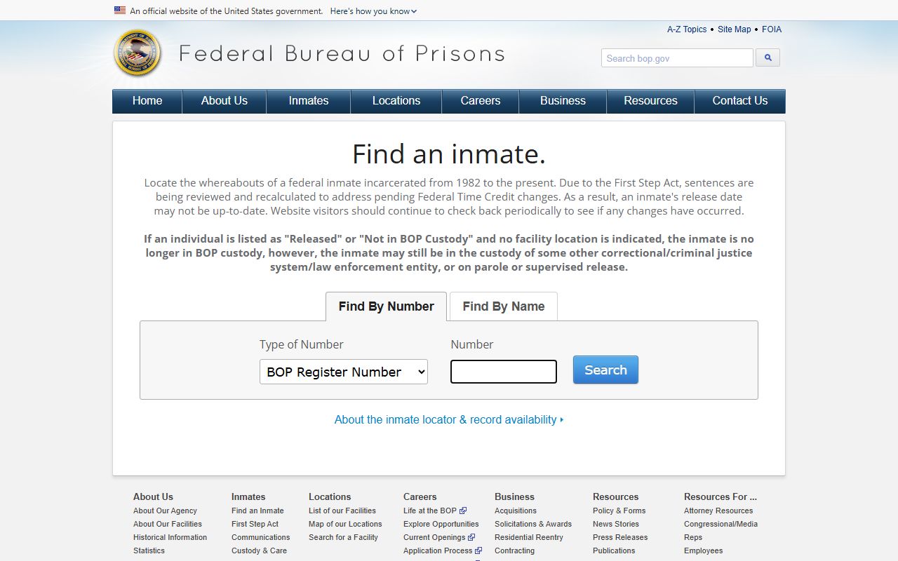 Sacramento County released inmates federal Bureau of Prisons locator