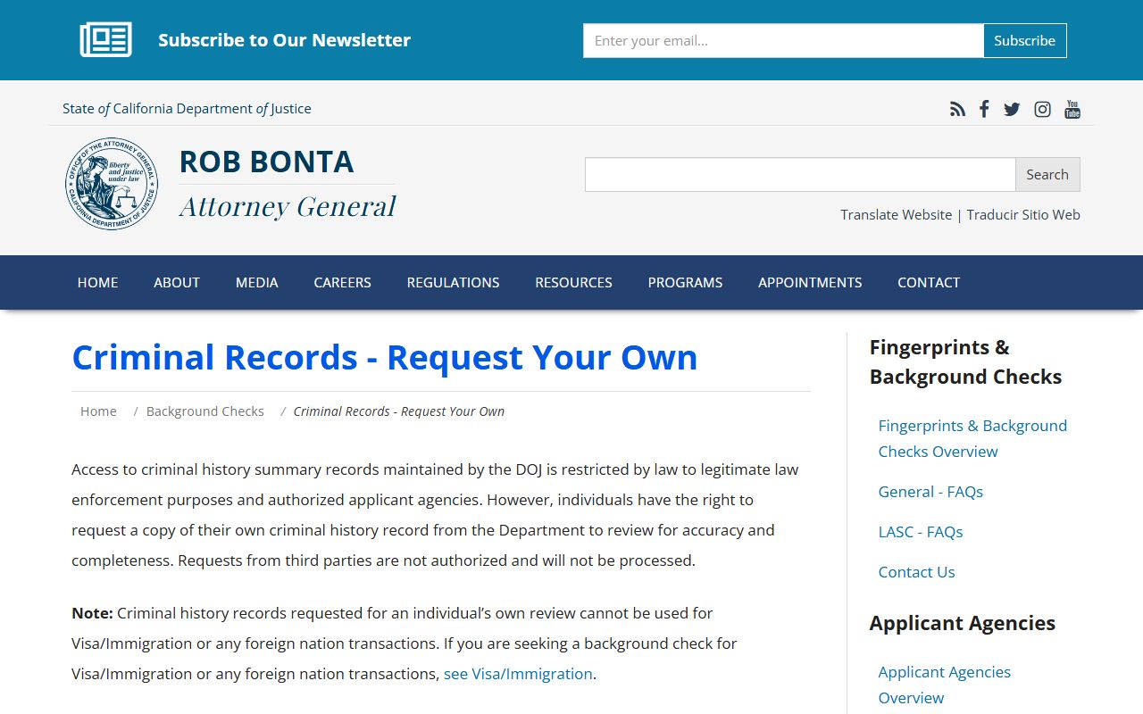 Sacramento County inmate records California DOJ record review page